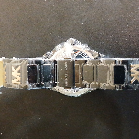 Michael Kors Black and Gold Chronograph MK Initials Womens Watch - Picture 5 of 9